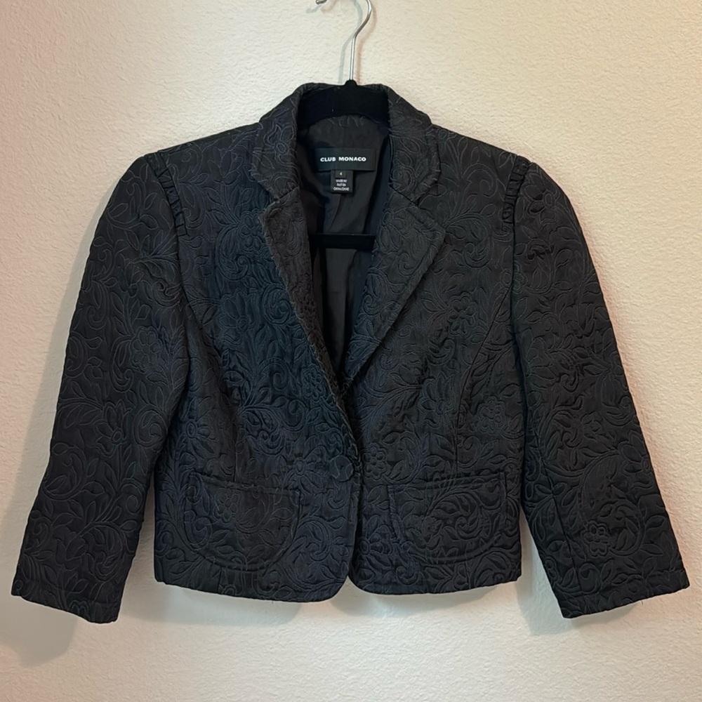 Club Monaco Cropped Jacquard Blazer